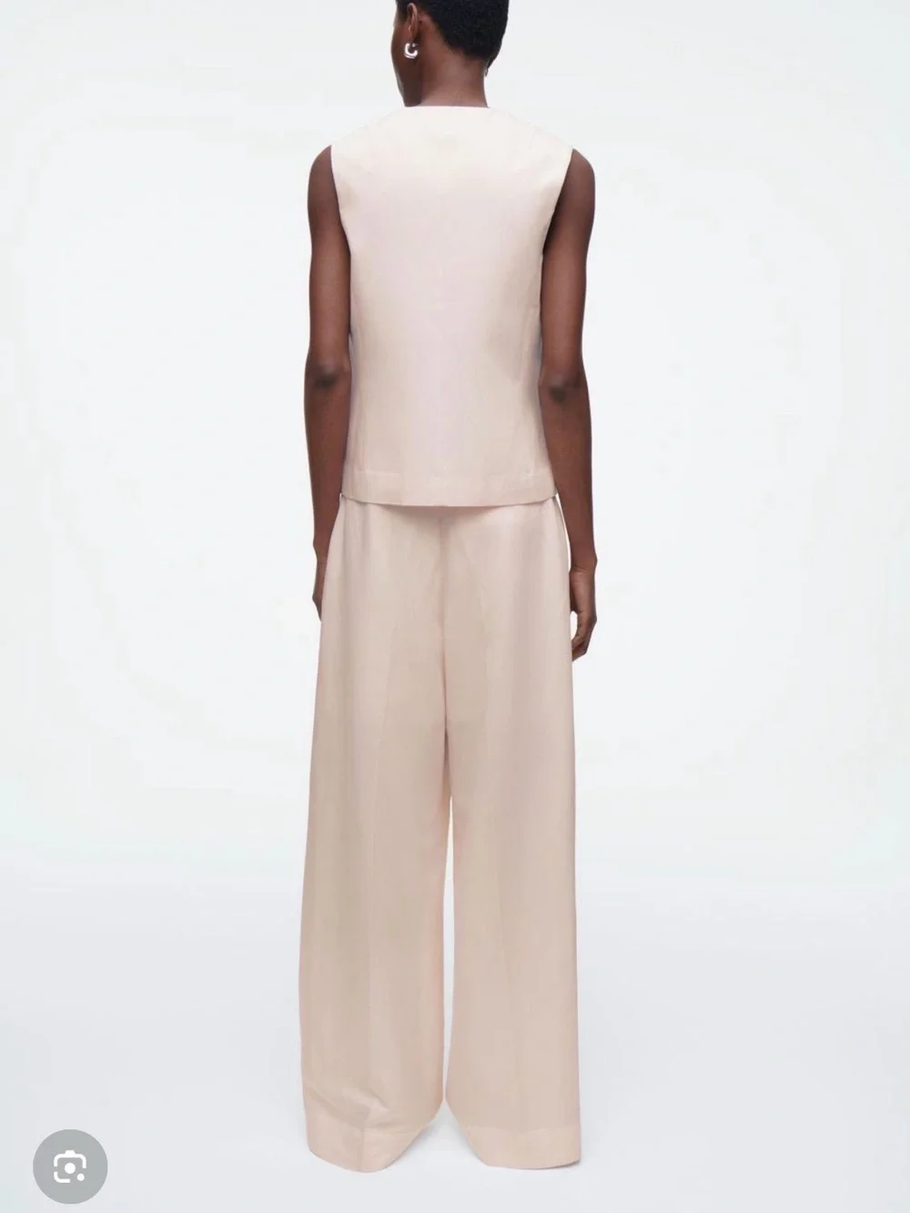 Cos Relaxed Linen-Blend Wide-Leg Trousers Pink - Size 8